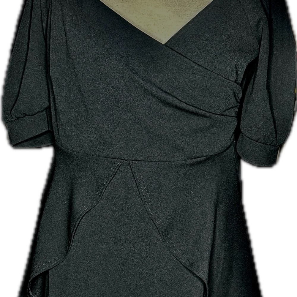 Boohoo Black Faux-Wrap Mini Dress - Picture 7 of 7
